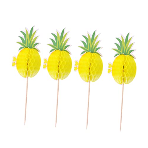 10St tortendeko einschulung 3D-Ananas-Topper Topper aus Ananaspapier 3D-Ananas-Kuchen-Dekor 3D-Ananas-Kuchen-Picks Hawaii-Ananas-Topper Zylinder Requisiten schmücken Hölzern von PRETYZOOM