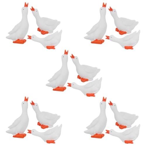 PRETYZOOM 15 Stück Gans Ornament Tischdekoration Schwäne Schwanenornamente Mini-Gans-Skulptur Gans Schlüsselhalter kleine Vogelfiguren Gans Skulptur Schwan-Modell Schwan-Ornament Harz Weiß von PRETYZOOM