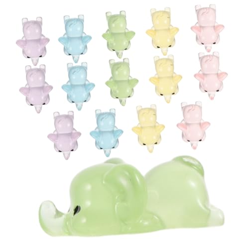 PRETYZOOM 15stücke Mini-tierfiguren Aus Kunstharz Im Dunkeln Leuchtend Farben Für Heimwerkerarbeiten Feengärten Schreibtischdekorationen Winzige Elefantenform Mikrolandschaftsornamente von PRETYZOOM