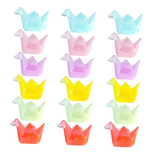 PRETYZOOM 18 Stück Mini Origami Figuren Leuchtende Resin Miniatur Nachtleuchtende Tischdeko für DIY Aquarien Puppenhäuser Gartenlandschaft in Grün Blau Rot Gelb von PRETYZOOM