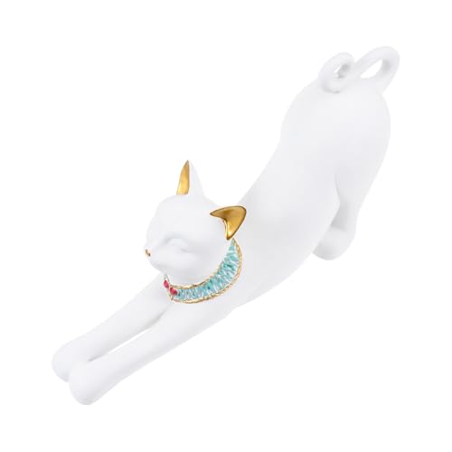 PRETYZOOM 1stk Tierische Dekorative Ornamente Beiträge Katze Untersetzer Figur Bling Gehäuse Tunnelbett Für Katzen Suchen Futterspender Katze Eigentumswohnung Tür Harz Weiß von PRETYZOOM