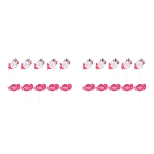 PRETYZOOM 2 Sätze Kucheneinsatz Cupcake-einsatz-topper Mama Cupcake Picks Muttertag Cupcake-dekoration Mutters Geburtstag Kuchenverzierung Kuchen Picks Cupcake-topper Papier Rot 10 Stück * 2 von PRETYZOOM