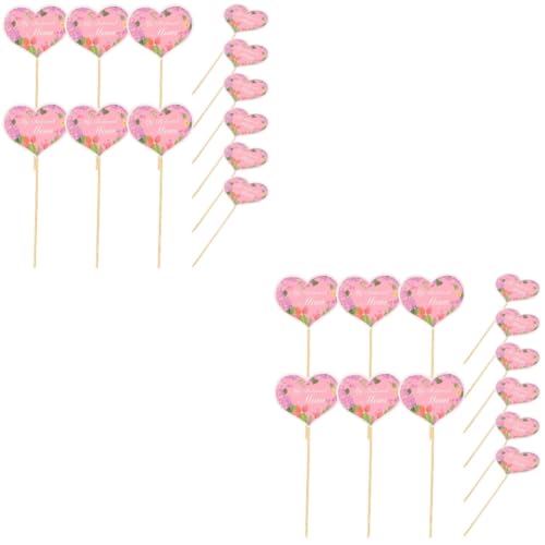 PRETYZOOM 2 Sätze Torteneinsätze Zum Muttertag Muttertagsgeschenke Muttertag Cupcake-boxen Kuchendeckel Topper Geburtstagskerzen Muttertagsparty Kuchen Liefert Holz 48 Stück * 2 von PRETYZOOM