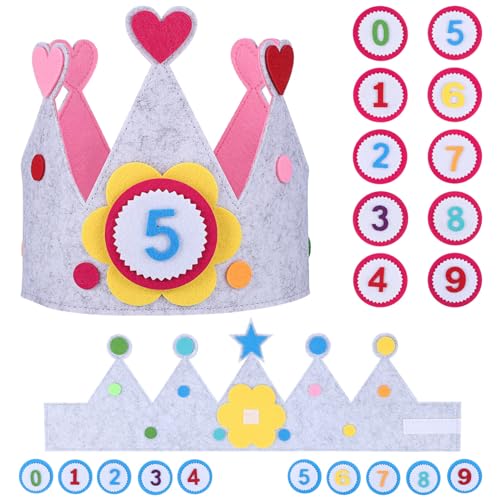 PRETYZOOM 2 Sets Geburtstagshüte Geburtstagskrone Kindergeburtstagsfeierhüte Baby-Happy-Birthday-Hut Mit Zahlen Von 0–9 von PRETYZOOM