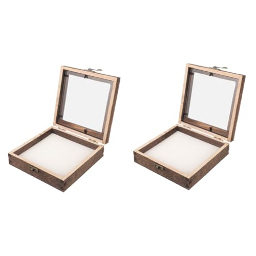 PRETYZOOM 2 Sets Glas Insektenprobenbox Pflanzenprobenbehälter Rattenplüschproben Kleiner Probenrahmen Uhrenaufbewahrung Getreidespender Vitrine Spinnenplüsch Motten Set Mini von PRETYZOOM