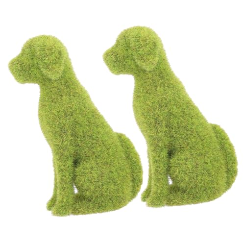 PRETYZOOM 2 Stück Simulierter Rasenwelpe Zaun das Tier Zwerge Kunstrasen im Freien Hinterhof Tiere Figuren Home Decor Wiese künstliches Kleintier terrasse Rasen Dekoration Beflockung Green von PRETYZOOM