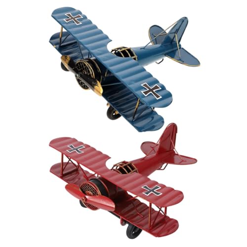 PRETYZOOM 2 Stück Teiliges Retro Flugzeug Modell Set aus Metall Vintage Dekoration Stabiles Tischornament für Wohnzimmer Büro Restaurant und Party Handpolierte Glatte Oberfläche von PRETYZOOM