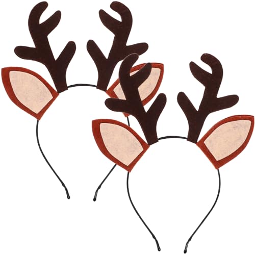 PRETYZOOM 2 Stück Weihnachts-Rentier-Geweih-Stirnband Hirschohren Hörner Haarreifen Weihnachts-Elch-Kopfschmuck Haarschmuck Für Weihnachten Urlaub Festival von PRETYZOOM