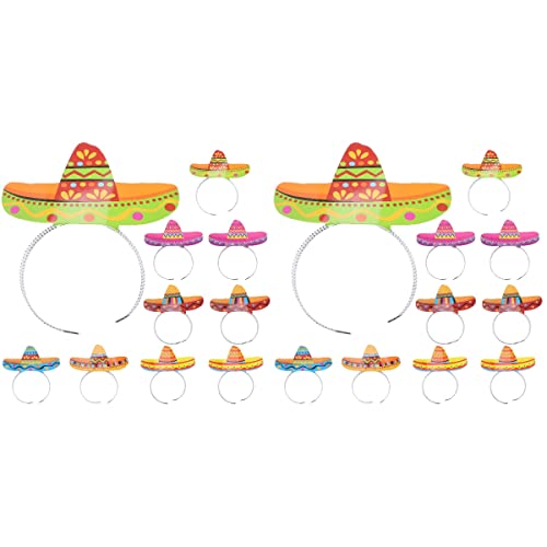PRETYZOOM 24 Stk Mexikanisches Stirnband Sombrero-stirnbänder Aus Stroh Zubehör Für Mexikanische Themenpartys Cinco De Mayo-kostüm Fiesta-party-dekorationen Strohhut Mini Mexiko Papier von PRETYZOOM