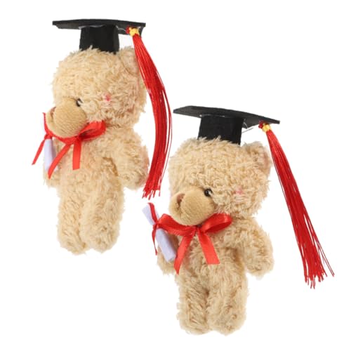 PRETYZOOM 2St Dr. Bärenpuppe Plüsch-Hasennase Kaninchen-Ohr-Anzug Puppenbärentiere Zubehör Tiere Hasenohren-Dekoration Abschluss Bär Abschlussbär vorhanden PP Baumwolle Light Brown von PRETYZOOM