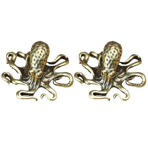 PRETYZOOM 2St Oktopus-Verzierung Tank Figur Oktopus Wohnkultur Oktopus-Dekorationen Aquarium bastelzeug zeltstangen car Decoration Teepet kleines Oktopus- Tierstatuen aus Kupfer Messing von PRETYZOOM