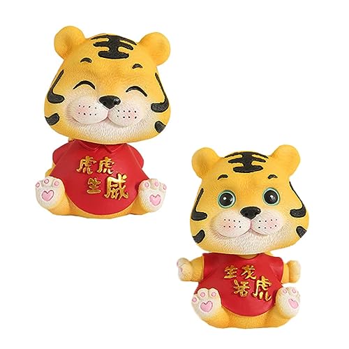 PRETYZOOM 2St Tiger-Harz-Ornament Auto-Armaturenbrett-Dekorationen Tiger-Statue Figuren ausgestopft Tiere Autodeko Animal Figures Auto Dekoration Puppe Wohnkultur tigerförmige Verzierungen von PRETYZOOM