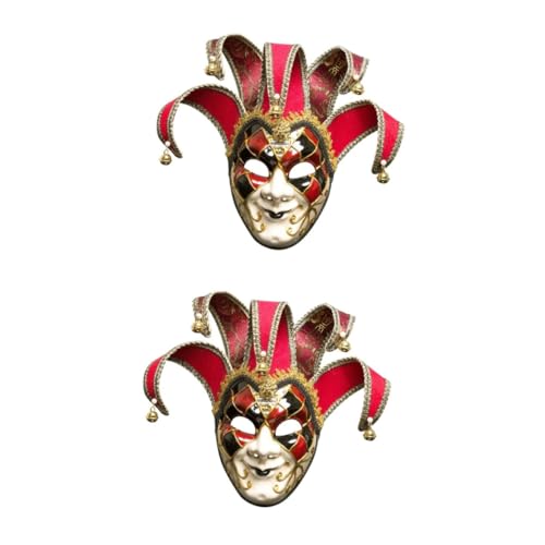 PRETYZOOM 2St ausgefallene Ballmaske Abschlussball Maske Cosplay-Maske dekorative Halloween-Maske karnevalskostüm maske Partymaske Jahrgang bilden Kleidung rot von PRETYZOOM