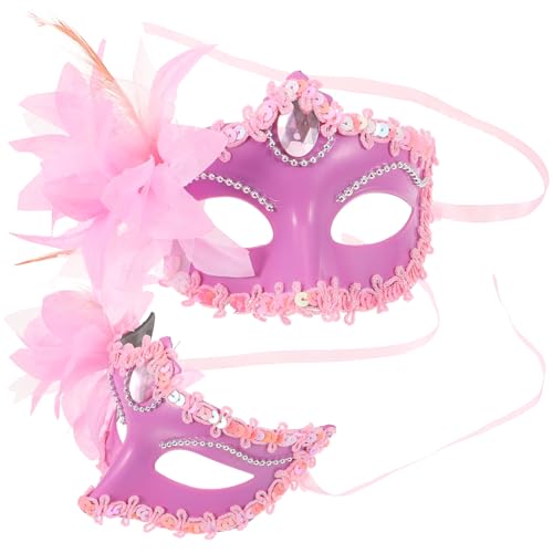 PRETYZOOM 2st Lilienmaske Maskerade Blumenmaske Gesichtsmaske Die Maske Partymaske Karnevalsmaske Cosplay Halloween-maske Ball Urlaub Zeigen Rosa Prinzessin Stoff von PRETYZOOM