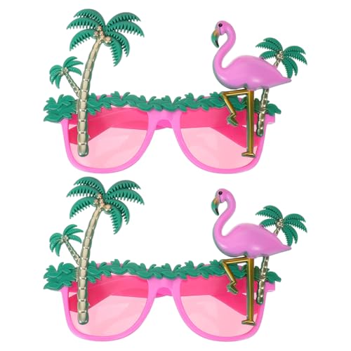 PRETYZOOM 2 StüCk Flamingo Partybrillen - Lustige Kokosnussbaum Brillen FüR Hawaii Luau Party, Sommer Strandparty, Karneval, Fotokabinen Requisiten Und KostüMpartys von PRETYZOOM