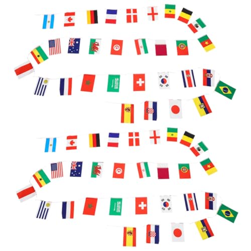 PRETYZOOM 2st Wm-saite 2022 Weltflaggenbanner Internationale Schnurflaggen Weltmeisterschaft Der Flaggen 2022 Wimpelkette Mit Landesflagge Flaggenflaggen Der Länder Fußball Gitter Polyester von PRETYZOOM