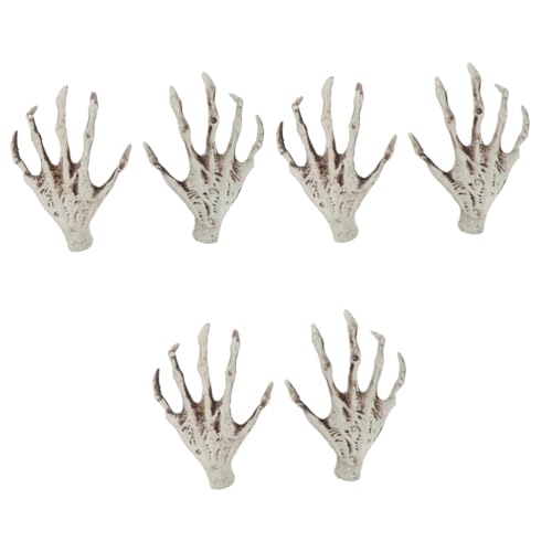 PRETYZOOM 3 Paare Skeletthandstützen Skeletthandknochen Terror Gruselige Requisite Abgetrennte Skeletthand Gefälschte Knochen Realistische Skeletthände Handdekor Halloween Handmodell Plastik von PRETYZOOM