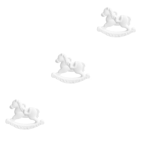 PRETYZOOM 3 Stk Pferdefigur Figuren für Kinder Sträusel Kunsthandwerk für Kinder Kunst und Handwerk Dekor kuchen Pferdeverzierungen Parfüm Statue Schaukelpferd schmücken Ornamente Weiß von PRETYZOOM