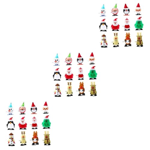 PRETYZOOM Kinderspielzeug 3 Stück 12 Stück Süßigkeiten Geschenk Kunststoff Miniaturfiguren Weihnachtsmann Laufspielzeug Weihnachtsgeschenkzubehör Aufziehspielzeug Feiertagswind Spielzeuge von PRETYZOOM