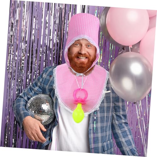 PRETYZOOM 3 Stück Lustiges Erwachsenen Cosplay Set Teilig Latz Mütze Partykostüm Rosa Reusable Waschbar Junge Mädchen und Erwachsene Zubehör Spaß von PRETYZOOM