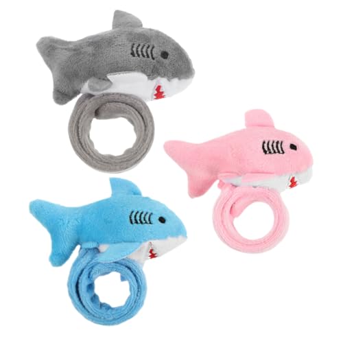 PRETYZOOM 3 Stück Teiliges Plüsch Slap Armband mit Niedlichen Hai Motiven Weiches Leichtes Kinderhandgelenkband für Partys Halloween und Geburtstage Bequem und Sicher Buntes von PRETYZOOM