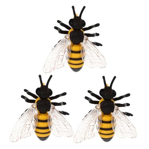 PRETYZOOM 3 Stück Teiliges Realistische Bienenfiguren aus Robustem Kunststoff Detailgetreue Honigbienen Modelle Pädagogisches Insektenspielzeug für Wissenschaftsprojekte Geburtstagsdeko und von PRETYZOOM