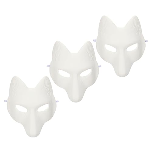 PRETYZOOM 3st Cosplay-tiergesicht Weibliche Fuchsmasken Halloween-fuchsmaske Fuchs Halbmaske Unbemalte Maskerade Maske Pu-fuchs-maske Wolfsmaske -maske Tiermaske Leer Japan Weiß PRETYZOOM 3st Cosplay-tiergesicht Weibliche Fuchsmasken Halloween-fuchsmaske Fuchs Halbmaske Unbemalte Maskerade Maske Pu-fuchs-maske Wolfsmaske -maske Tiermaske Leer Japan Weiß von PRETYZOOM