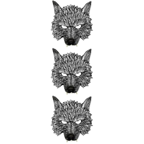 PRETYZOOM 3st Werwolf-maske Mardi Gras Gesichtsbedeckung Tier Weißes Maskenkostüm Karnevalsparty Katze Für Erwachsene Cosplay-zubehör Wolf Halbes Gesicht Dino Pu-schaum Halloween Requisiten von PRETYZOOM