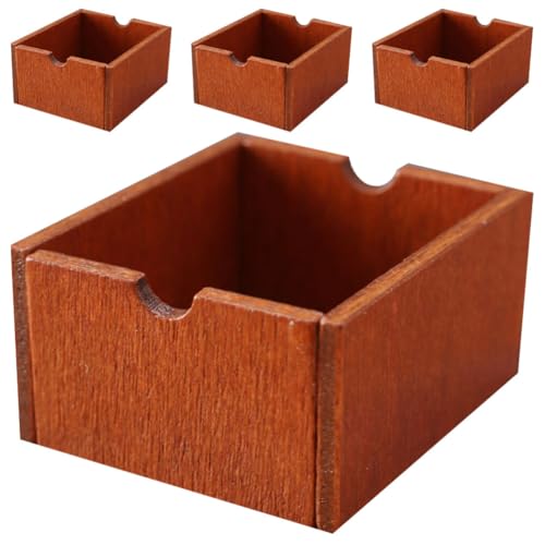PRETYZOOM 4stücke Miniatur Holz Aufbewahrungskörbe Für Puppenhaus Dekoration Mini Möbel Kreative Mikroszenen Braune Kisten Für Dollhouse Zubehör Und Feengarten Gestaltung von PRETYZOOM