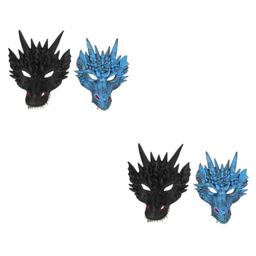PRETYZOOM 4 Stück 3D-Tier-Drachenmaske Gruselige Tiermasken Halloween-Gruselmasken Party-Drachenmasken Cosplay-Requisite Karikatur tierischer Drache Lieferungen Kleidung Requisiten PU-Schaum von PRETYZOOM
