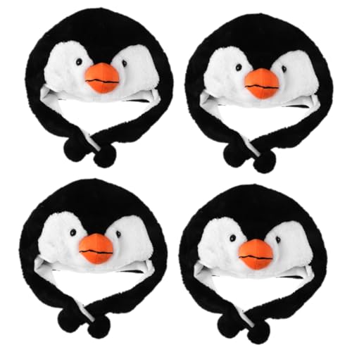 PRETYZOOM 4 Stück Karnevalskostüm Pinguin Hut aus Leichtem Baumwollmaterial Bequem und Hautfreundlich Niedliche Cartoon Ohrenmütze für Geburtstagsfeiern Rollenspiele und Themenpartys von PRETYZOOM