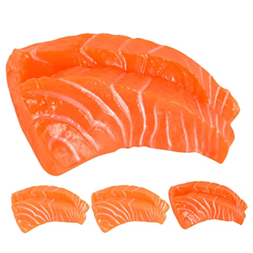 PRETYZOOM 4 Stück Lachs-Modell Realistisches Essen Lachsfischmodell Sushi Naturgetreue Lachsscheiben Requisiten Für Lebensmittelfotos Lebensechtes Fischfleisch Japan PVC Schreibtisch von PRETYZOOM