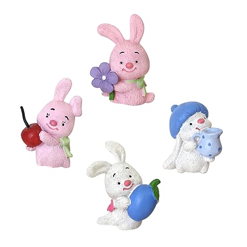 PRETYZOOM 4 Stück Mikro-Landschaftskaninchen Leuchtend kleine Dekoration Baum Thermostate Aufkleber tierfiguren kuschelhase Cuddly Bunny gartenzubehör Kaninchenverzierung Zierkaninchen Harz von PRETYZOOM