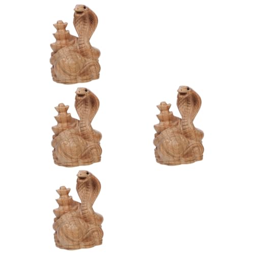 PRETYZOOM 4 Stück Schlangen-Ornamente Aus Pfirsichholz Feng-Shui-Statue Sternzeichen-Figuren Schlange Jahr des Schlangengeschenks Chinesisches Tierkreiszeichen Schlangenfigur Khaki Mahagoni- von PRETYZOOM