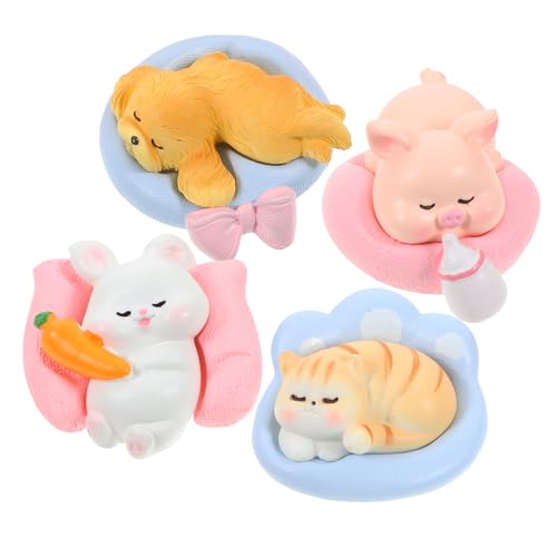 PRETYZOOM 4 Stück Tierische Autoverzierungen Figette Mini-Terrarium-Ornament Miniatur-Tierstatue Zubehör für Feengärten Mini-Hasenfigur kleine Tierstatue aus Harz Desktop-Ornament Tierfigur von PRETYZOOM