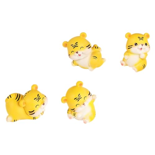 PRETYZOOM 4 Stücke Harz Tiger Statue Auto Dekorative Schmücken Lebensechte Desktop Ornament Landschaft Garten Decor Entzückende Tiger Auto Ornament Zufällige Stil von PRETYZOOM