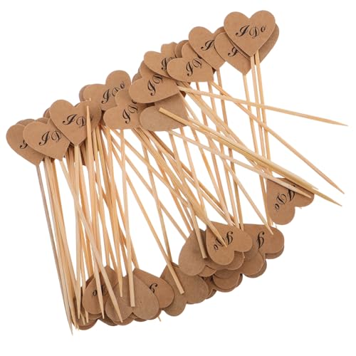 PRETYZOOM Kuchenspieße-set Zum Valentinstag – 50 Stück Kuchenspieße in Herzform Vintage-kraftpapier Für Cupcake-topper Englisches von PRETYZOOM