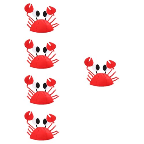 PRETYZOOM 5st Krabbenhut Neuheitshut Für Damen Ocean-Party-zubehör Rote Krabbenkappe Halloween-kostümzubehör Verstellbare Krabbenkappe Krabben-Cosplay-zubehör Tier Kind Flanell Schweinchen von PRETYZOOM