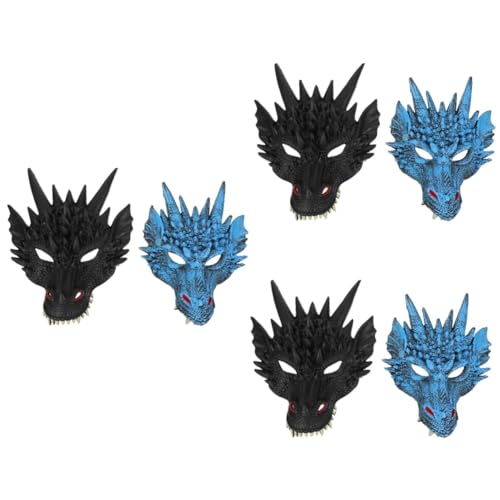 PRETYZOOM 6 Stk 3D-Tier-Drachenmaske Halloween-Drachen-Cosplay schreckliche Tiermasken Halloween-Drachenmasken tierische Pu Requisiten Geistermaske Kleidung tierischer Drache von PRETYZOOM