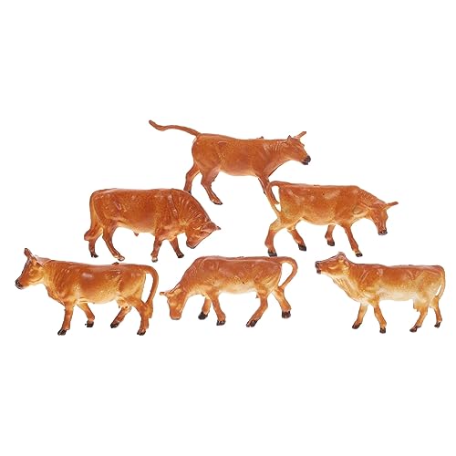 PRETYZOOM 6 Stück Mini Deko Miniatur Rinder Garten Hof Rasen Fake Rinder Landschaftsbau Rinder Figur Bauchmuskeln von PRETYZOOM