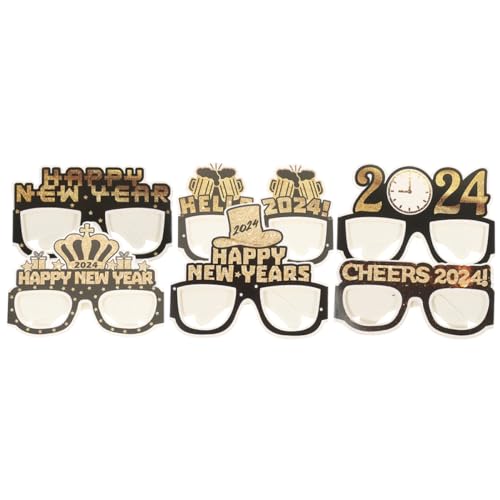 PRETYZOOM 6er Set Neujahrsbrillen Lustige 3D Papierbrillen Für Perfekte Foto Requisiten Und Kostümzubehör Für Silvesterfeiern Und Geburtstagsfeiern von PRETYZOOM