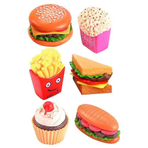 PRETYZOOM 6st Lebensmittel-rollenspielspielzeug Spielen Sie Essen Für Kinder Künstlicher Kuchen Puppenhaus-essensdekoration Hamburger-Spielzeug Miniatur-Sandwich Falsches Brot PVC Pommes von PRETYZOOM