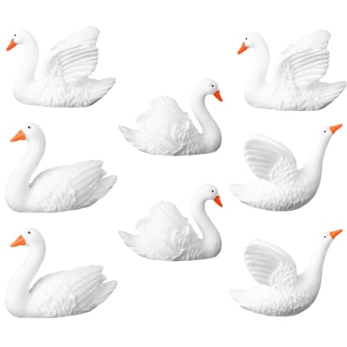 PRETYZOOM 8 Stücke Topper Blumentopf Mini Schwan Decor Kleinen Weißen Schwan Kuchen Topper Gans Weiß Harz von PRETYZOOM