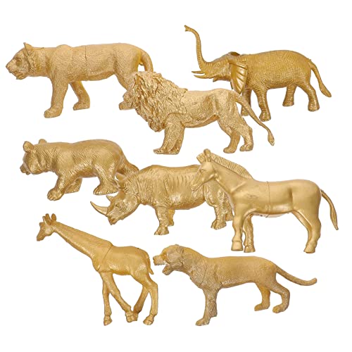 PRETYZOOM 8St Simulierte Waldtiere Figur kleine Tiermodelle Simulationstiermodell Heimdekoration Tiermodelle für die Landschaftsgestaltung entzückende Tiere basteln Plastik Golden von PRETYZOOM