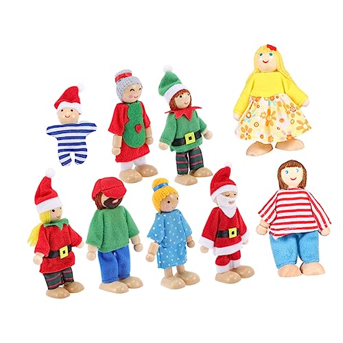 PRETYZOOM 9st Puppe Mini-weihnachtsmenschen Plüsch-beißspielzeug Mini-personenfiguren Weihnachtsfamilie Familienmitglieder Marionetten Familienmenschen Spielzeugzimmer Kind Erwachsener Holz von PRETYZOOM