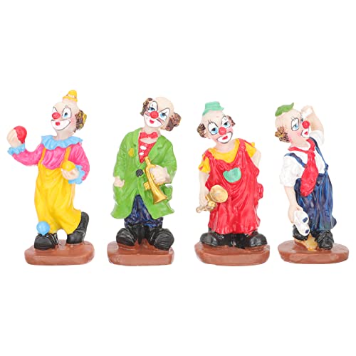 PRETYZOOM Clown-Figuren, Miniaturen, 4-teilig, Clown-Figur, Ornamente, Puppe, Bürodekoration, für Zuhause, Halloween, Dekoration, Zirkus-Party, Unisex-Stil von PRETYZOOM