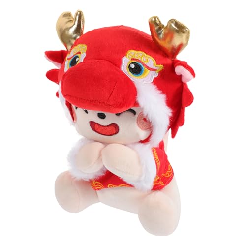 PRETYZOOM Drachenpuppe Cartoon-Maskottchen Drache ausgestopftes Drachenspielzeug Ausgestopfter Drache für Ausgestopfter Drache zum chinesischen Neujahr Dragon Toy Flanell von PRETYZOOM