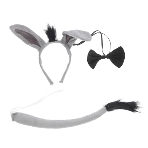 PRETYZOOM Esel Kostüm Set Tierkostüm Zubehör mit Weichem Haarreif und Fliege Bequemes und Verstellbares Party Outfit für Karneval Halloween Cosplay von PRETYZOOM