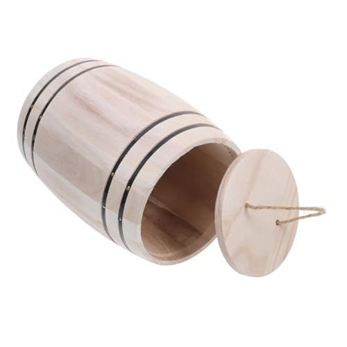 PRETYZOOM Holzfass Stiftebehälter Schreibtisch Organizer Halter Aus Massivem Für Kaffeebohnen Tee Und Kleine Gegenstände Holzfarbe von PRETYZOOM