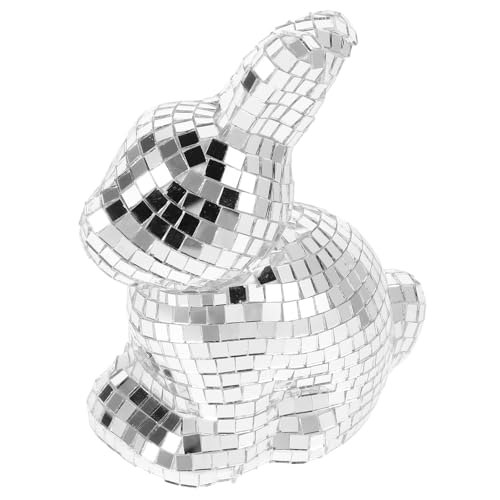 PRETYZOOM Kaninchen-Verzierung Disco-Kugel Party Dekoration Disco Kugel Feste feiern Blasdüse Hase tierische Klammer Teile Düse Kaninchen-Spiegelkugel- Kaninchen-Discokugeln Glas Silver von PRETYZOOM